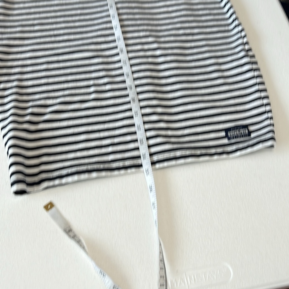 SuperDry Jersey Cotton Navy Stripe Dress Lace Sleeve Accent Sz 8 US - Picture 8 of 14